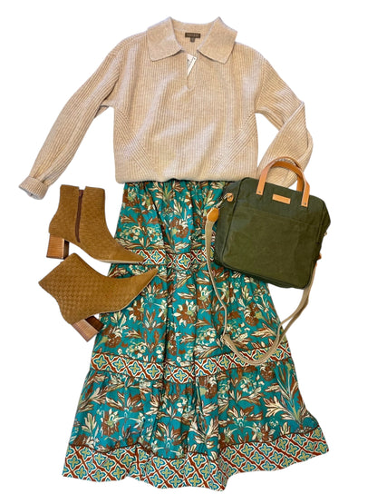 Mae Skirt in grandeur turquoise by Elizabeth James