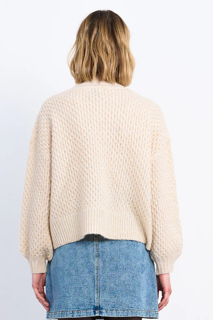 Mock Neck Knit Sweater in beige by Molly Bracken
