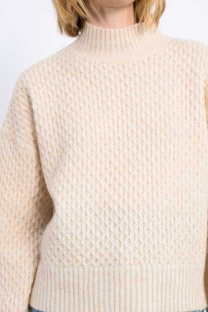 Mock Neck Knit Sweater in beige by Molly Bracken