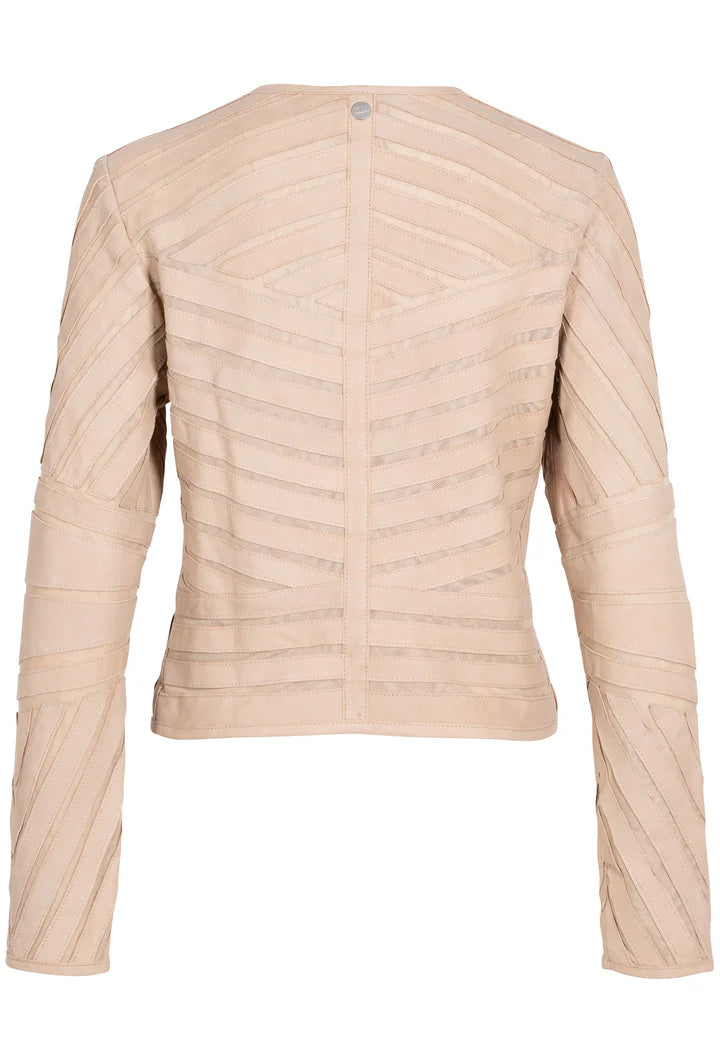 Yva RF Leather Jacket in beige by Mauritius