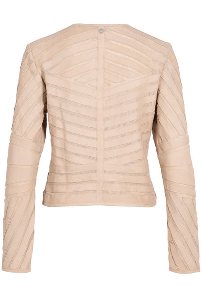 Yva RF Leather Jacket in beige by Mauritius