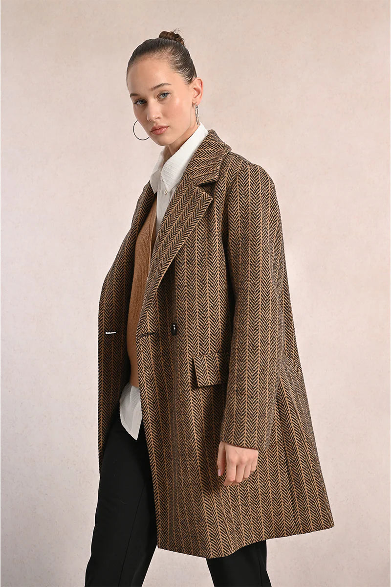 Plaid Blazer Coat in brown by Molly Bracken
