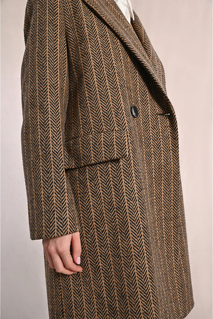 Plaid Blazer Coat in brown by Molly Bracken