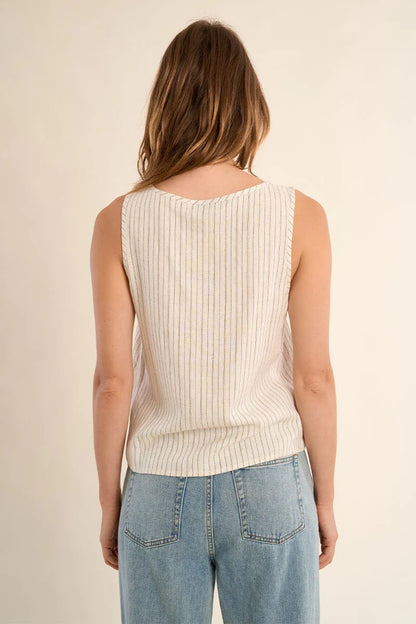 Striped Tank Top in beige by Molly Bracken