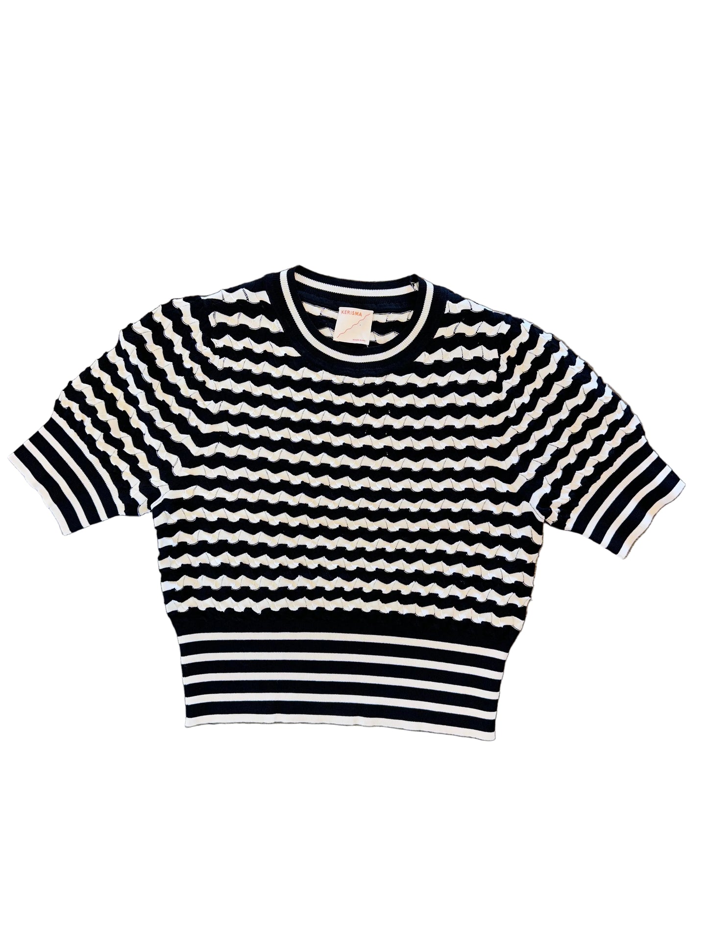 Conchi Short Sleeve Sweater in black/ivory by Kerisma