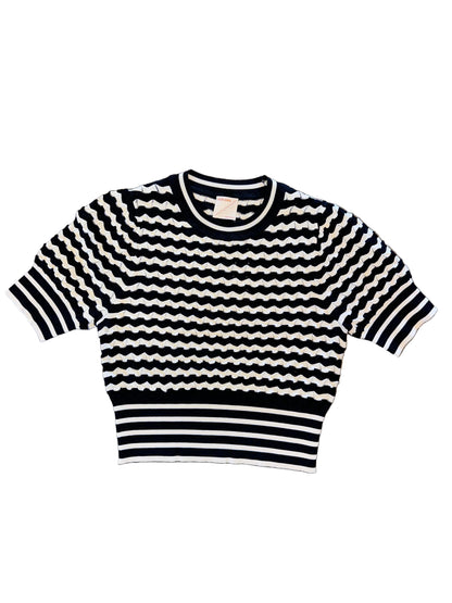 Conchi Short Sleeve Sweater in black/ivory by Kerisma
