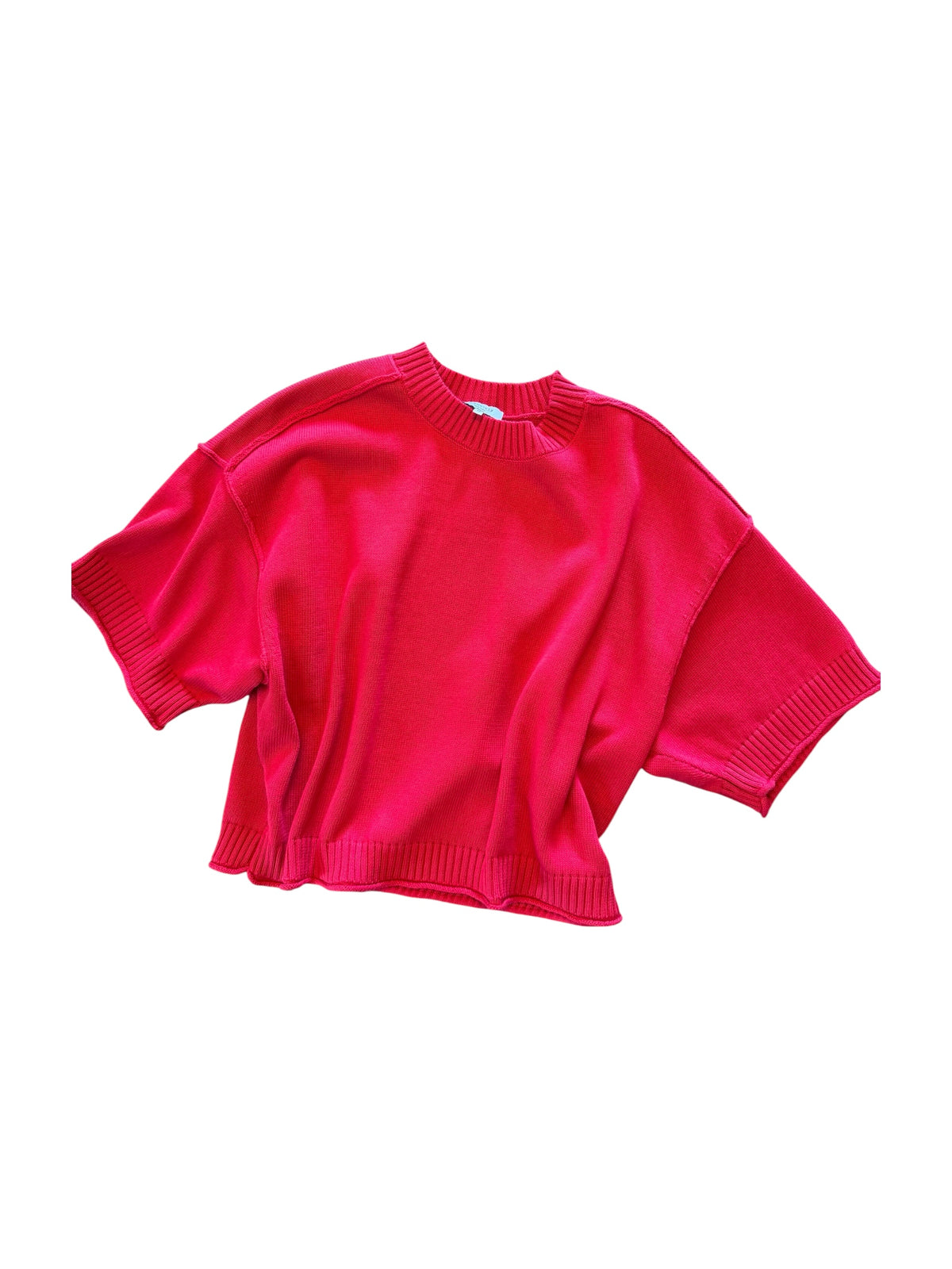 Boxy Crew Sweater in red by J.Society