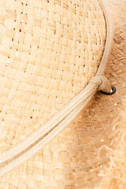 Straw Basket Weave Western Cowboy Hat in ivory