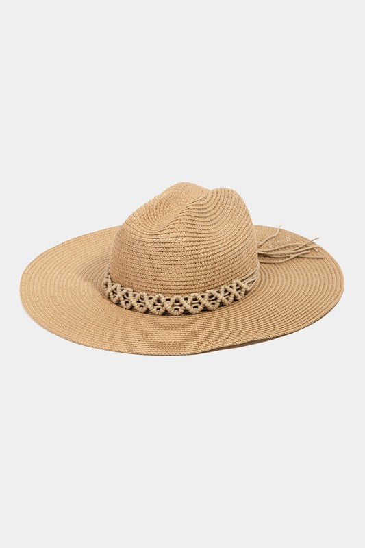 Braided Strap Sun Hat in tan