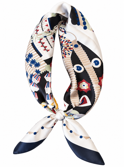 Multi Print Silky Bandana in mocha/black
