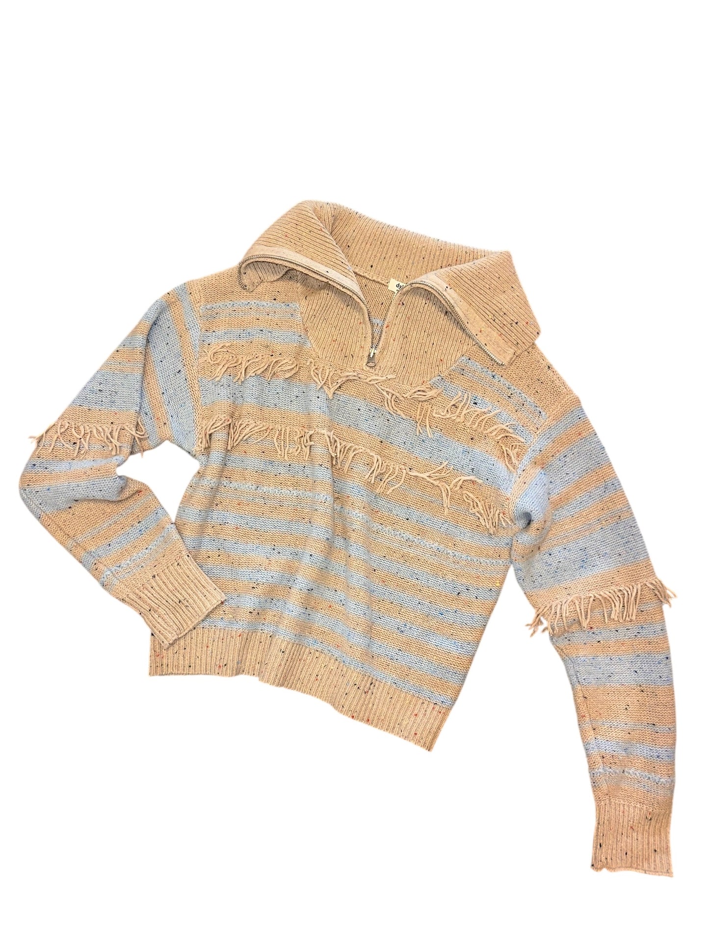 Cassidy Fringe Sweater in oatmeal/denim by Dylan