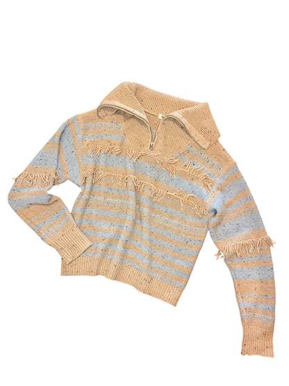 Cassidy Fringe Sweater in oatmeal/denim by Dylan