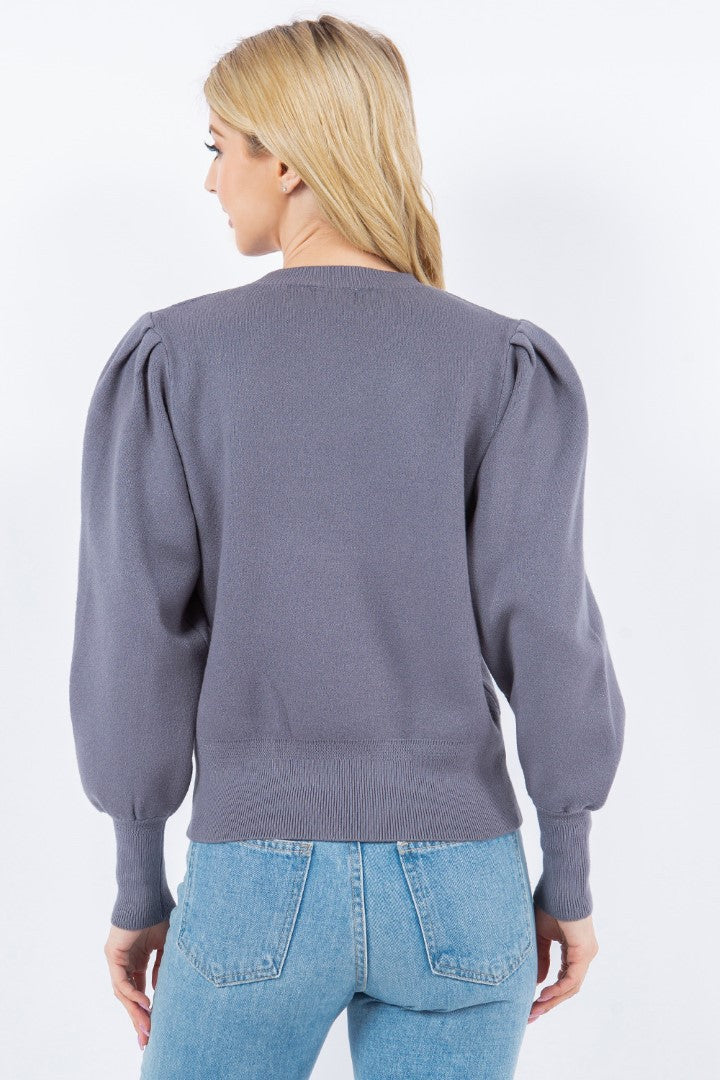 Puff Sleeve Sweater in shadow by Dreamers