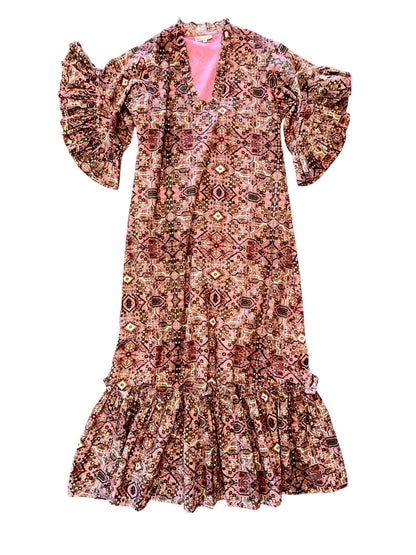Soleil Flutter Sleeve Maxi Dress in english mauve print by Fitzroy & Willa