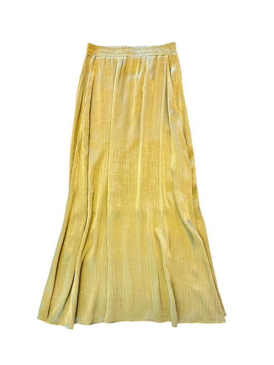 Long Cupro Crinkle Skirt in golden olive by Esqualo