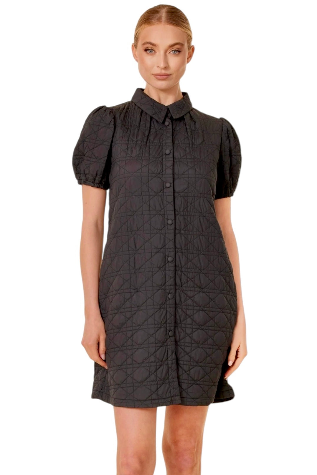 Nylon Quilted Dress in black by Dolce Cabo