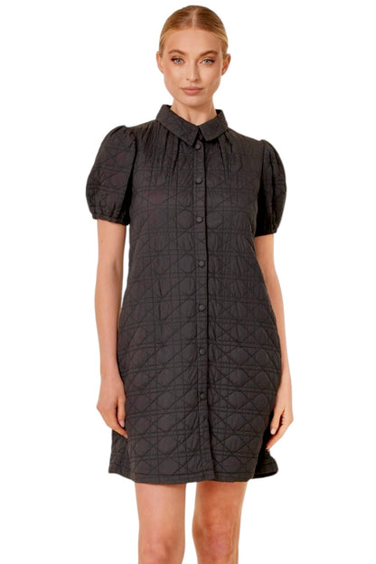 Nylon Quilted Dress in black by Dolce Cabo