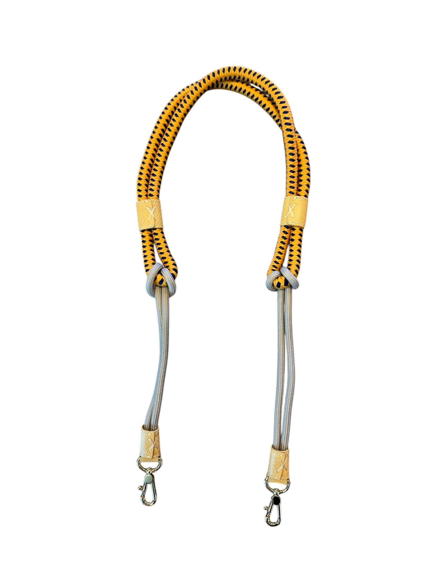 Braided Nylon Strap in yellow rope with wheat yellow reticulated leather