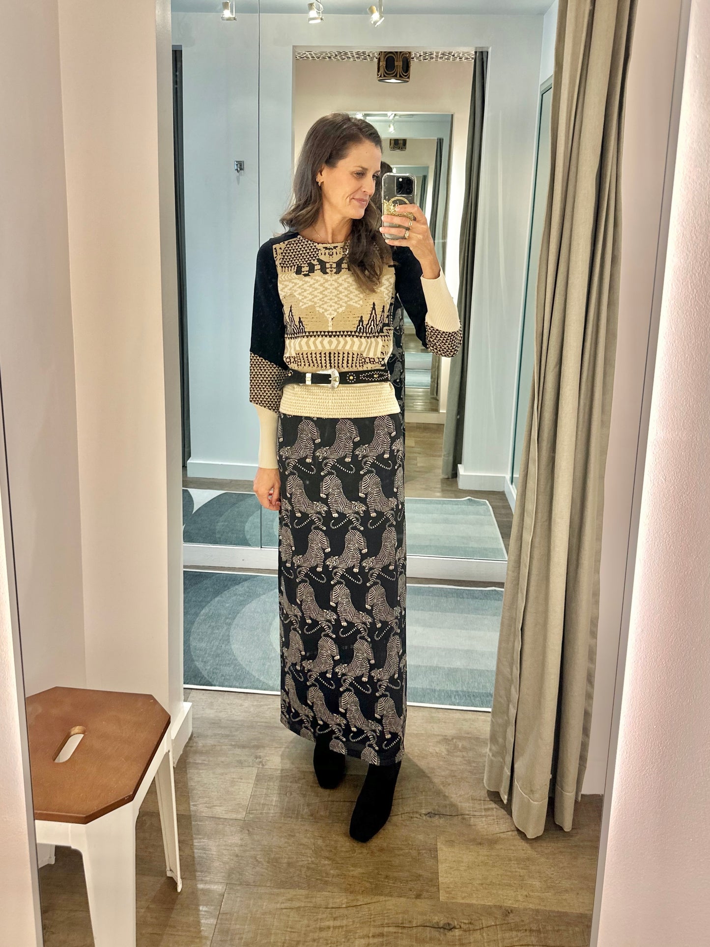 Striped Tigers Tulle Midi Skirt in black by Farm Rio