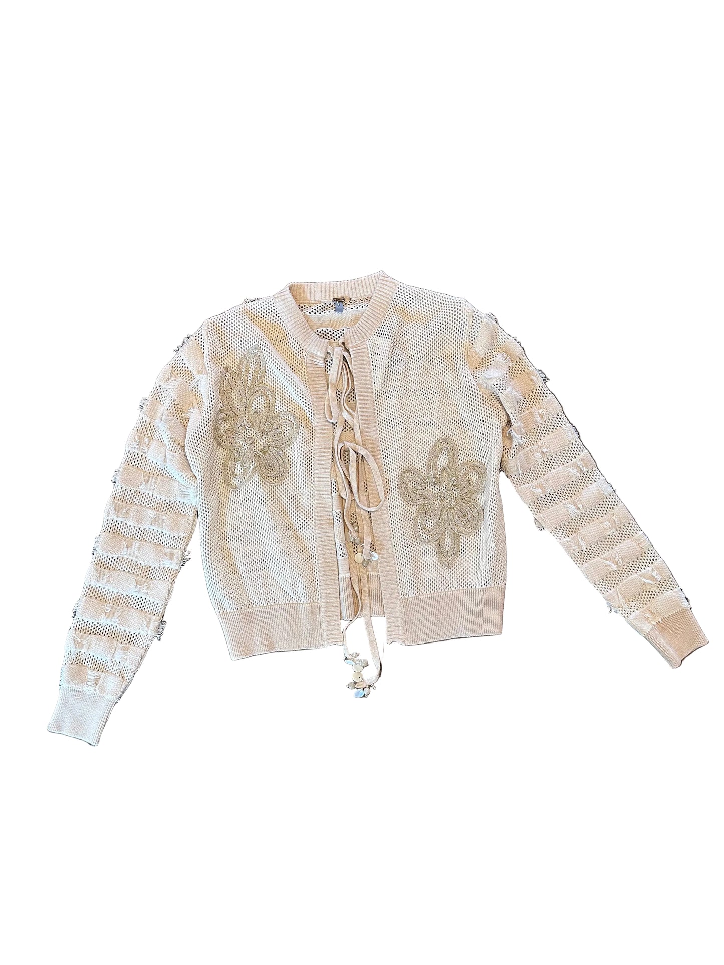 Jeney Tie Front Cardigan in ivory by Blank