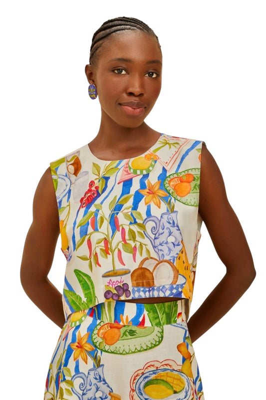 Fresh Table Crop Top in off white by Farm Rio