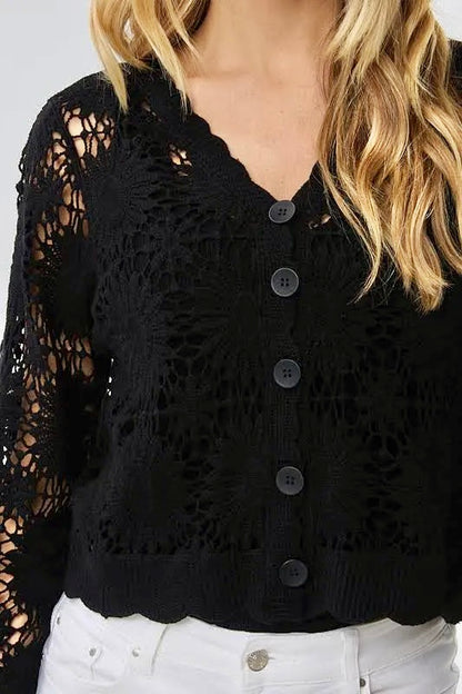 Crochet Cardigan in black by Esqualo