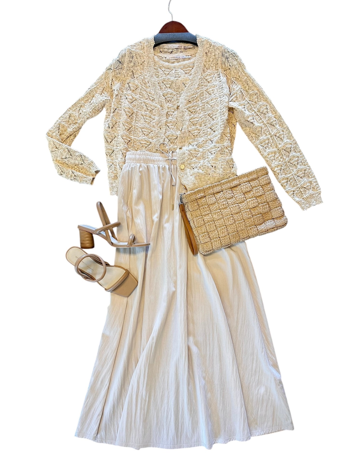 Crochet Tank in beige by Esqualo