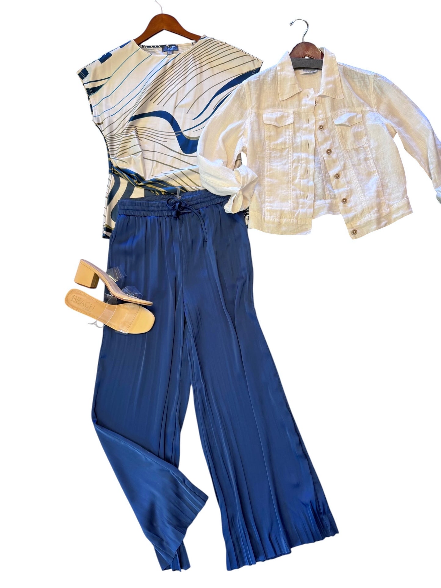 The Packable Pleated Palazzo Pant in capri blue by Lysse