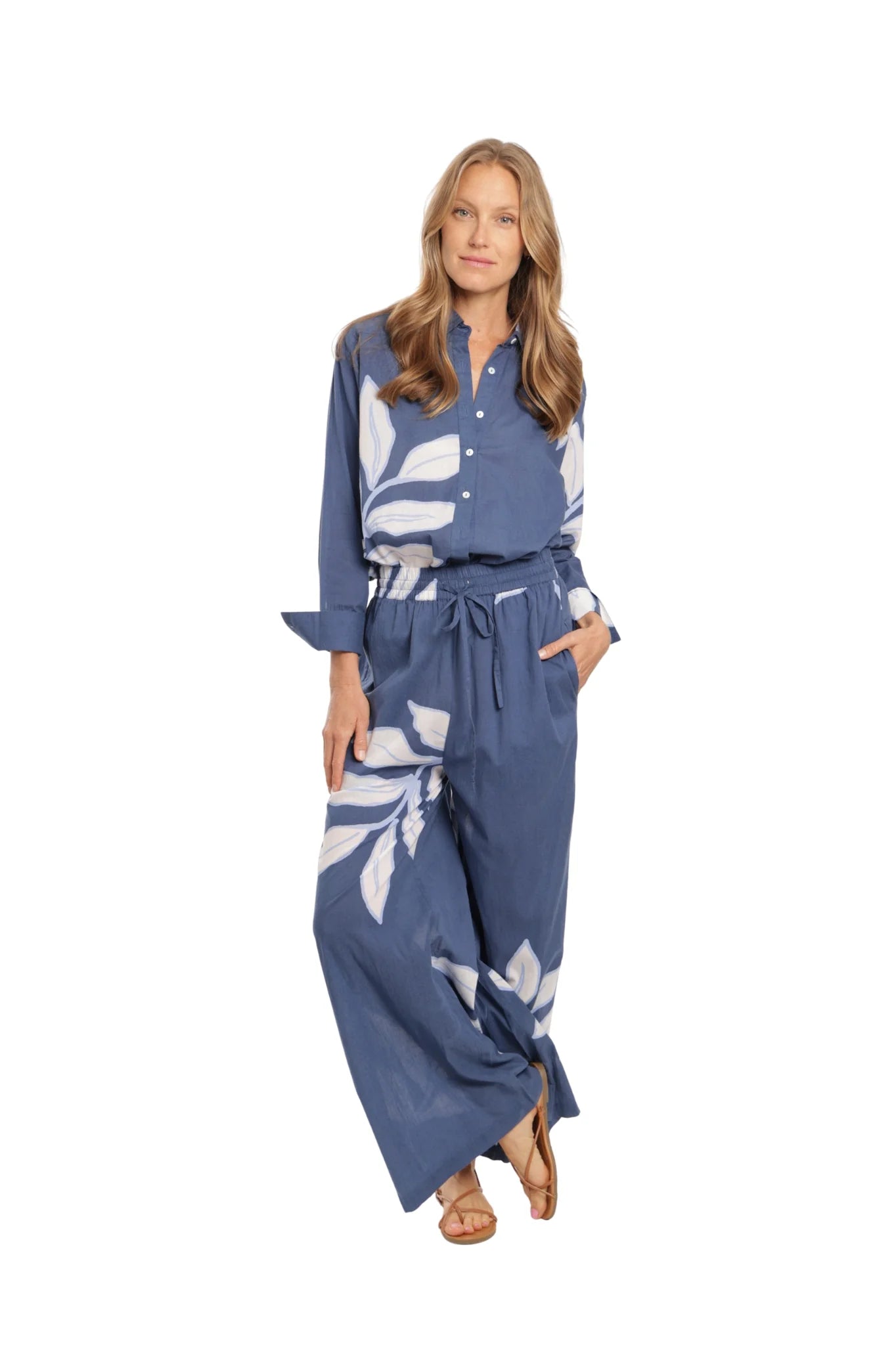 Maggie Printed Top in navy by Bindu