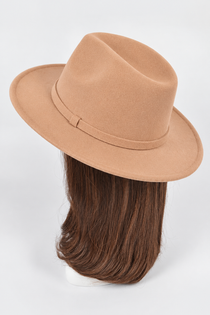 Faux Wool Fedora Hat in beige