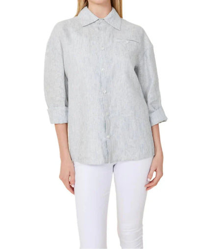 Long Sleeve Stripe Shirt in blue/white by Dolce Cabo