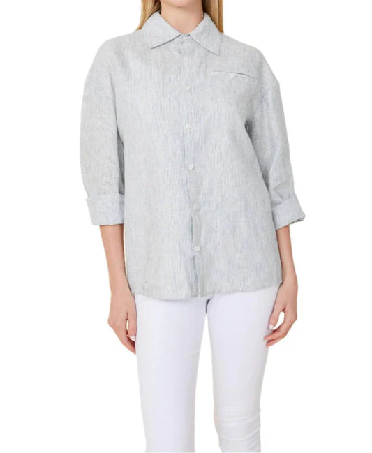 Long Sleeve Stripe Shirt in blue/white by Dolce Cabo