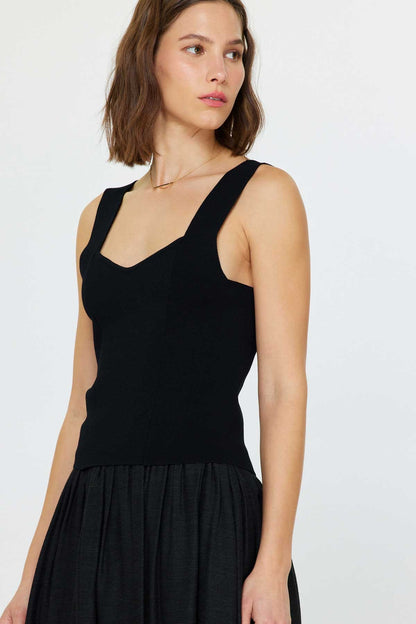 Sleeveless Sweater Tank in Black by Current Air