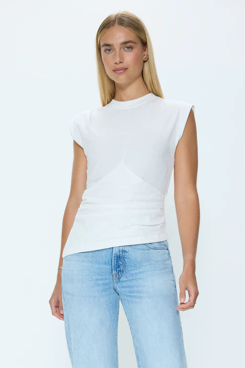 Nya Draped Tee in le blanc by Pistola
