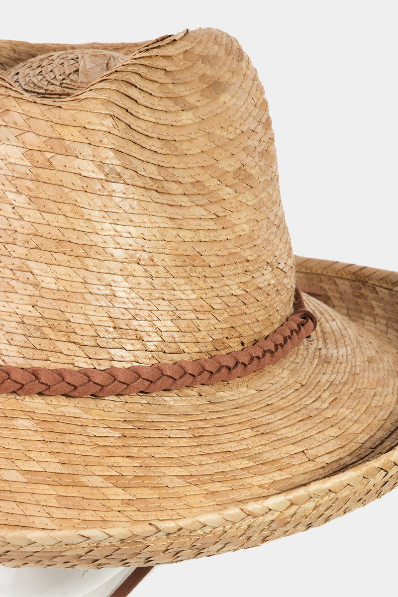 Straw Braided Western Hat in khaki
