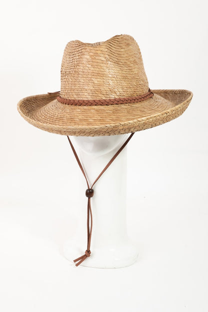 Straw Braided Western Hat in khaki