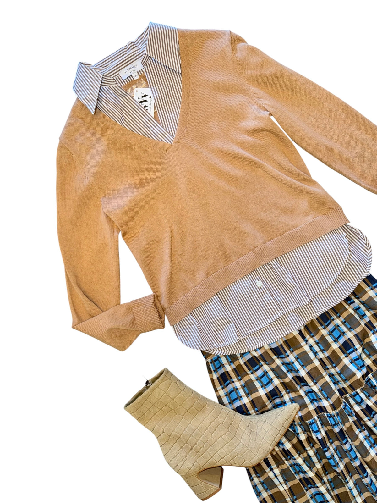 Maggie Skirt in brown plaid by Navy Bleu