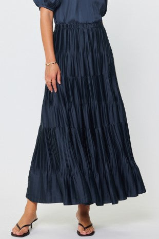 Pleated Maxi Skirt in slate navy by Current Air