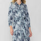 Abstract Printed Button Down Shirt Midi Dress in grey multi by Current Air
