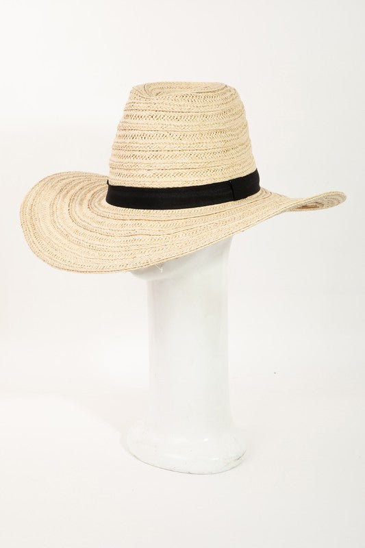 Floppy Brim Straw Hat in ivory