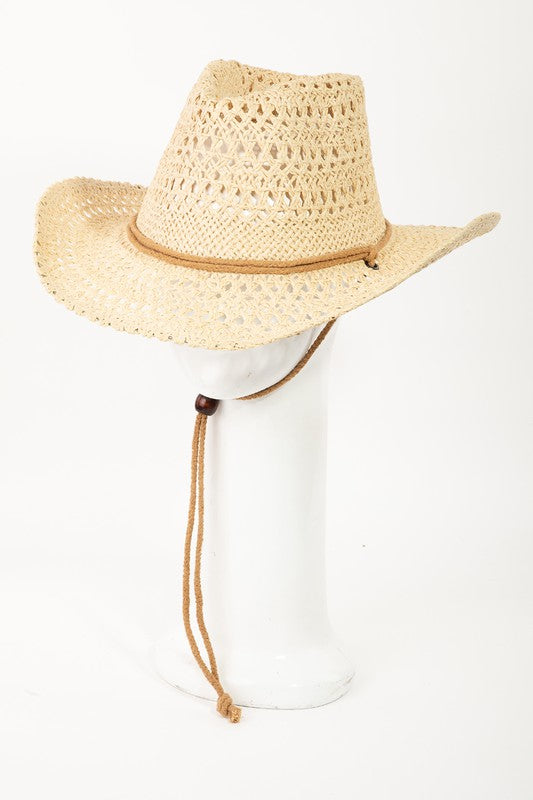 Rope Strap Straw Braided Hat in ivory