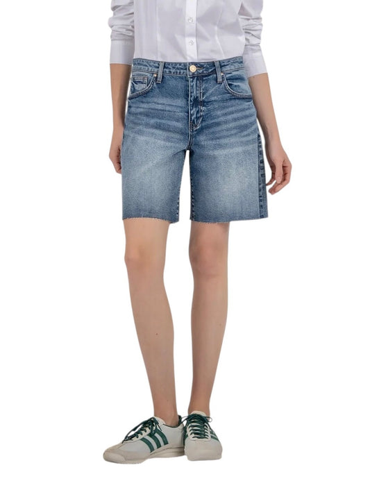 Hailey High Rise Short with Raw Hem in focus by KUT