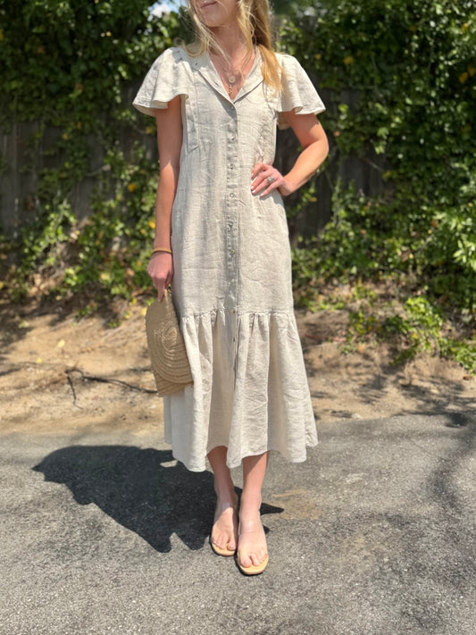 Willow Linen Dress in natural by Lanhtropy