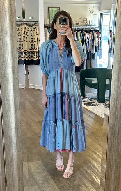 Jalene Handwoven Dress in iris blue by Conditions Apply