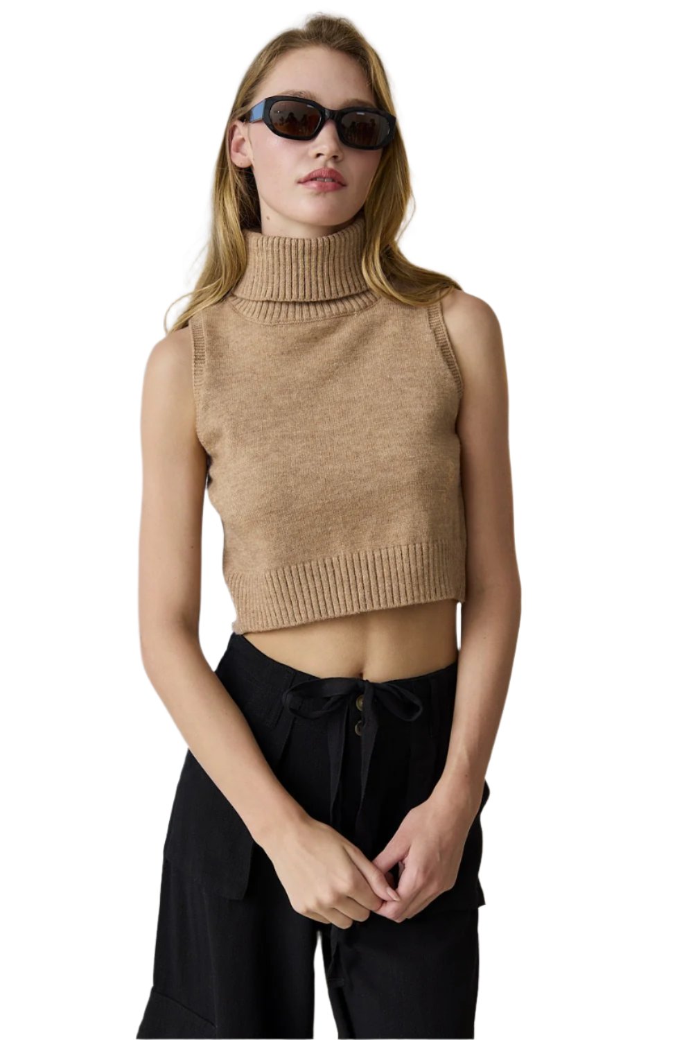 Alice Turtle Neck Knit Top in mocha by Papermoon