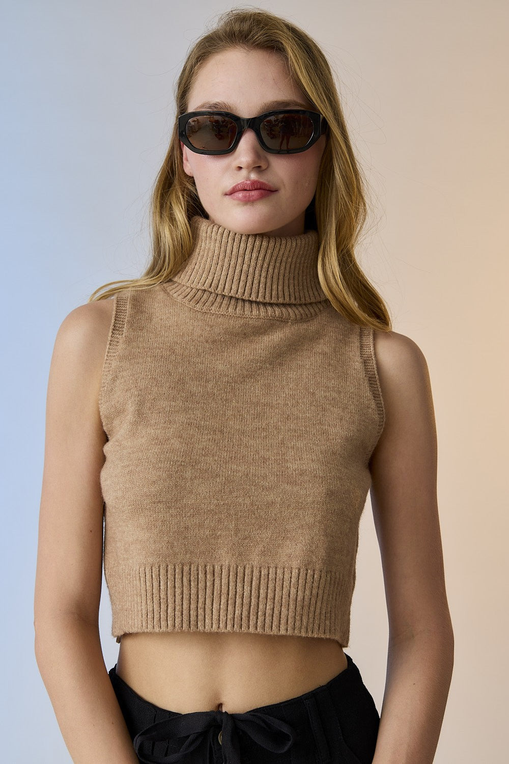 Alice Turtle Neck Knit Top in mocha by Papermoon
