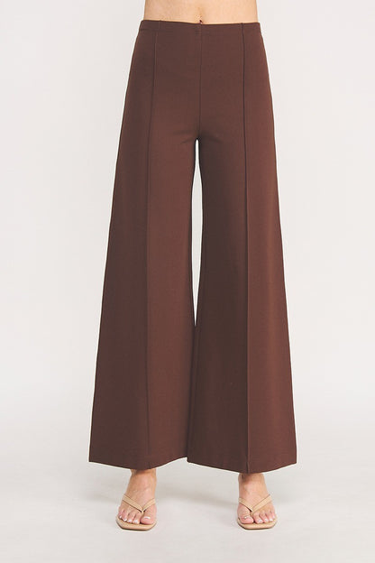 High Waist Wide Leg Ponte Pant in mocha by Allie Rose