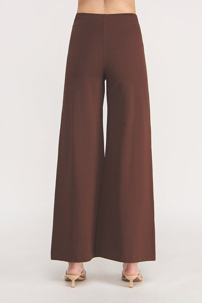 High Waist Wide Leg Ponte Pant in mocha by Allie Rose