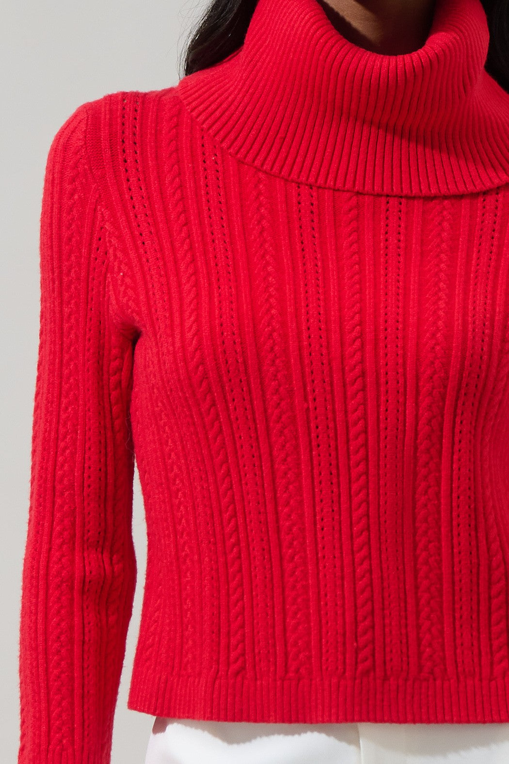 Perrie Turtleneck Cropped Sweater in red