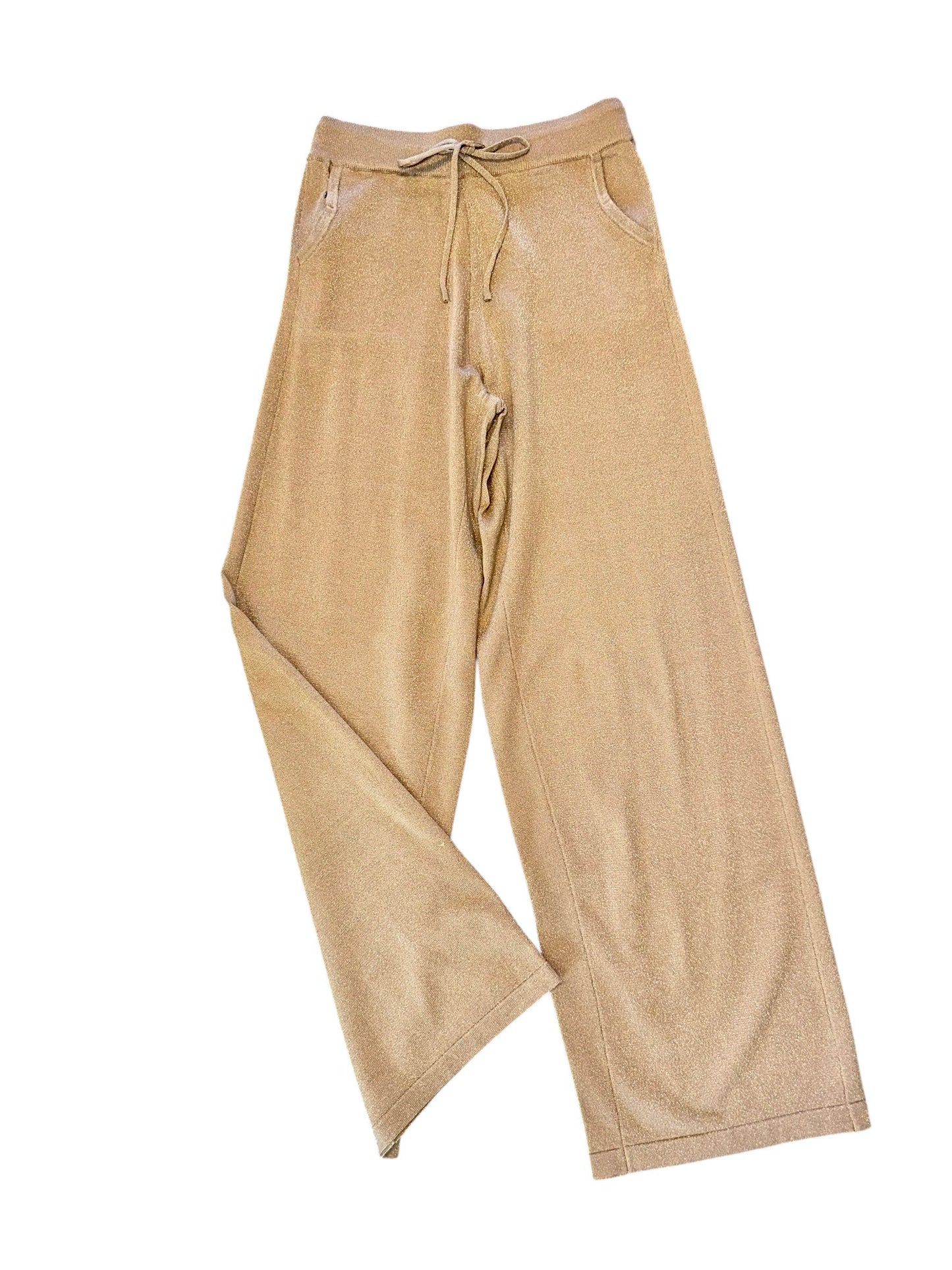 Wide Leg Knit Pant in golden beige by Molly Bracken